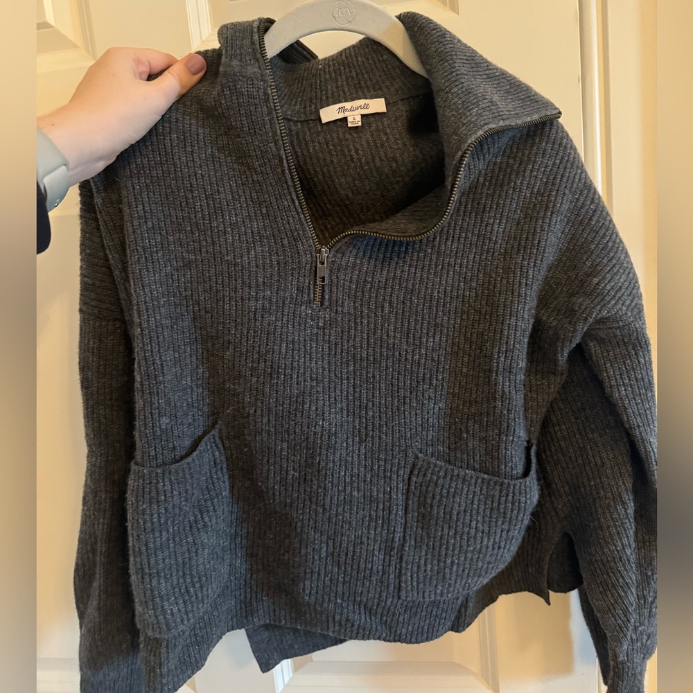 Quarter-Zip Dark Grey Madewell Sweater (L)